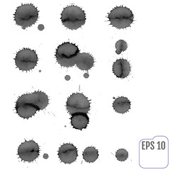 Isolated watercolor splatters set, design element