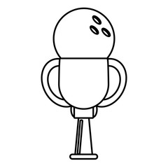 trophy bowling ball winner outline vector illustration eps 10