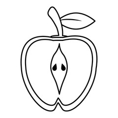 half apple food healthy image outline vector illustration eps 10