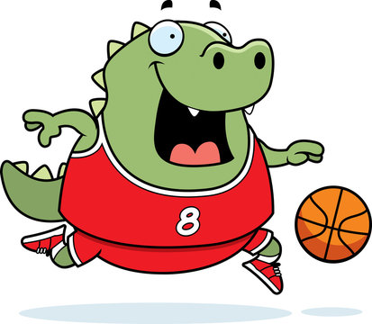 Cartoon Lizard Basketball