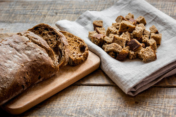 bakery concept with homemade bread on rustic background