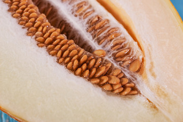 Close-up half of a ripe melon.