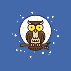 Colourful outline icon of a owl