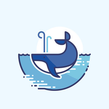 Colourful outline icon of a whale