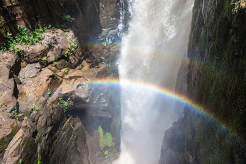 Rainbow over Salto Alvar Nunez waterfall, branch of Iguazu falls, Argentina