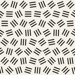 Fototapeta na wymiar Geometric Scattered Shapes. Vector Seamless Black and White Pattern