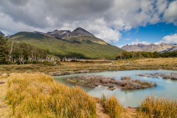 Beaver lake in Tierra del Fuego, Argentina