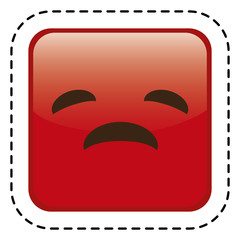 sad cartoon face in square shape icon over white background. colorful design. vector illustration