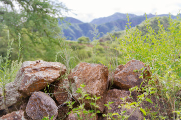 Stones of ancient Shinkal inca ruins in Catamarca, Argentina