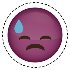 sad cartoon face icon over white background. colorful design. vector illustration