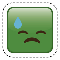 sad cartoon face in square shape icon over white background. colorful design. vector illustration