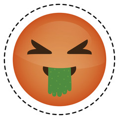 nauseated cartoon face icon over white background. colorful design. vector illustration