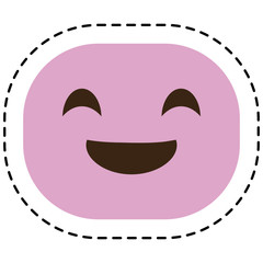happy cartoon face icon over white background. colorful design. vector illustration