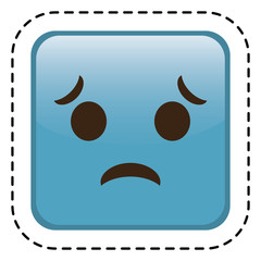 sad cartoon face in square shape icon over white background. colorful design. vector illustration