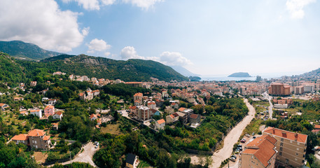 Naklejka na ściany i meble Budva, Montenegro New Town aerial photography drone