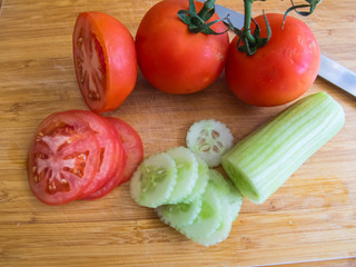 Cucumber and Tomato fresh sliced