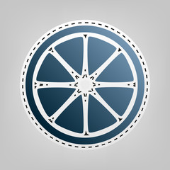 Obraz premium Fruits lemon sign. Vector. Blue icon with outline for cutting out at gray background.
