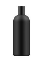 Empty and clean white bottle with cap for shampoo. Realistic 3d blank template plastic container for wash shower gel. Mock-up of package for cosmetic product. Vector illustration.