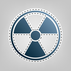 Fototapeta premium Radiation Round sign. Vector. Blue icon with outline for cutting out at gray background.