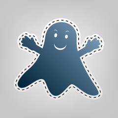 Ghost isolated sign. Vector. Blue icon with outline for cutting out at gray background.