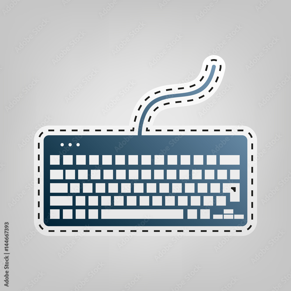 Fototapete keyboard simple sign. vector. blue icon with outline for cutting out at gray background.
