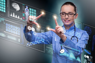 Woman doctor in futuristic medical concept