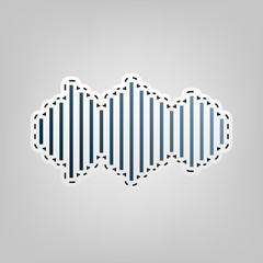 Sound waves icon. Vector. Blue icon with outline for cutting out at gray background.