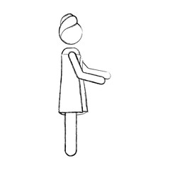blurred silhouette pictogram of woman with body and head covered for towel in side view vector illustration