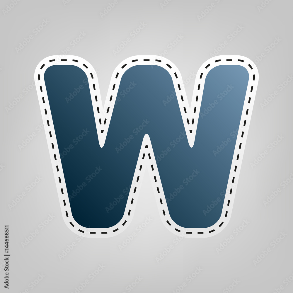 Fototapete letter w sign design template element. vector. blue icon with outline for cutting out at gray backgr