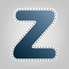 Fototapeta premium Letter Z sign design template element. Vector. Blue icon with outline for cutting out at gray background.