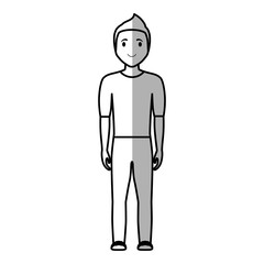 happy man standing cartoon icon over white background. vector illustration