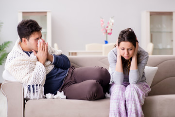 Wife caring for sick husband at home