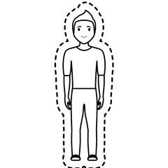 happy man standing cartoon icon over white background. vector illustration