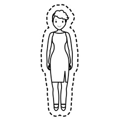 woman standing cartoon icon over white background. vector illustration