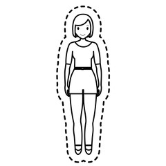 woman standing cartoon icon over white background. vector illustration