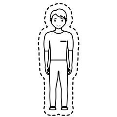 happy man standing cartoon icon over white background. vector illustration