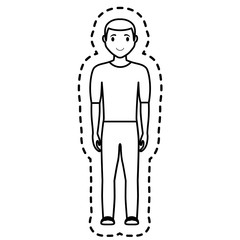 happy man standing cartoon icon over white background. vector illustration