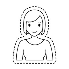 happy woman cartoon icon over white background. vector illustration