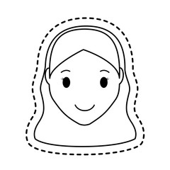 happy woman face cartoon icon over white background. vector illustration