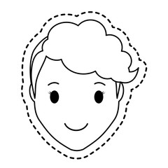happy woman face cartoon icon over white background. vector illustration