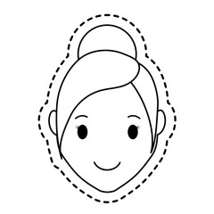 happy woman face cartoon icon over white background. vector illustration