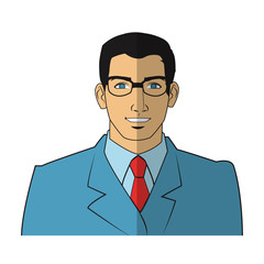 Man cartoon with suit icon. Male avatar person people and human theme. Isolated design. Vector illustration