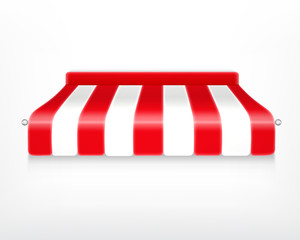 Fototapeta na wymiar Red and white striped awning