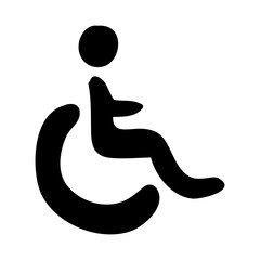 monochrome hand drawn silhouette of wheelchair icon vector illustration