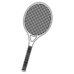 monochrome contour of tennis racket vector illustration