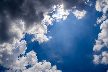 blue sky with fluffy clouds