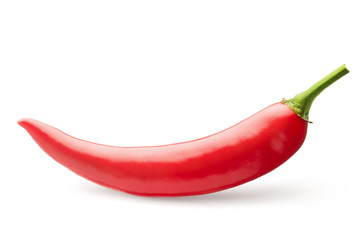 Fresh raw red hot chilli pepper on white background, isolated, high quality photo
