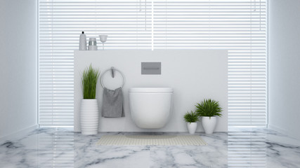 white lavatory in house or hotel - 3D Rendering