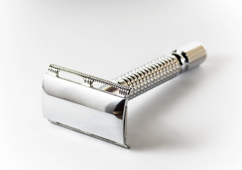 Razor from steel isolated on white background
