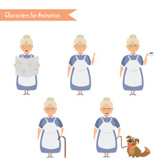 Funny Grandmother housewife cartoon.